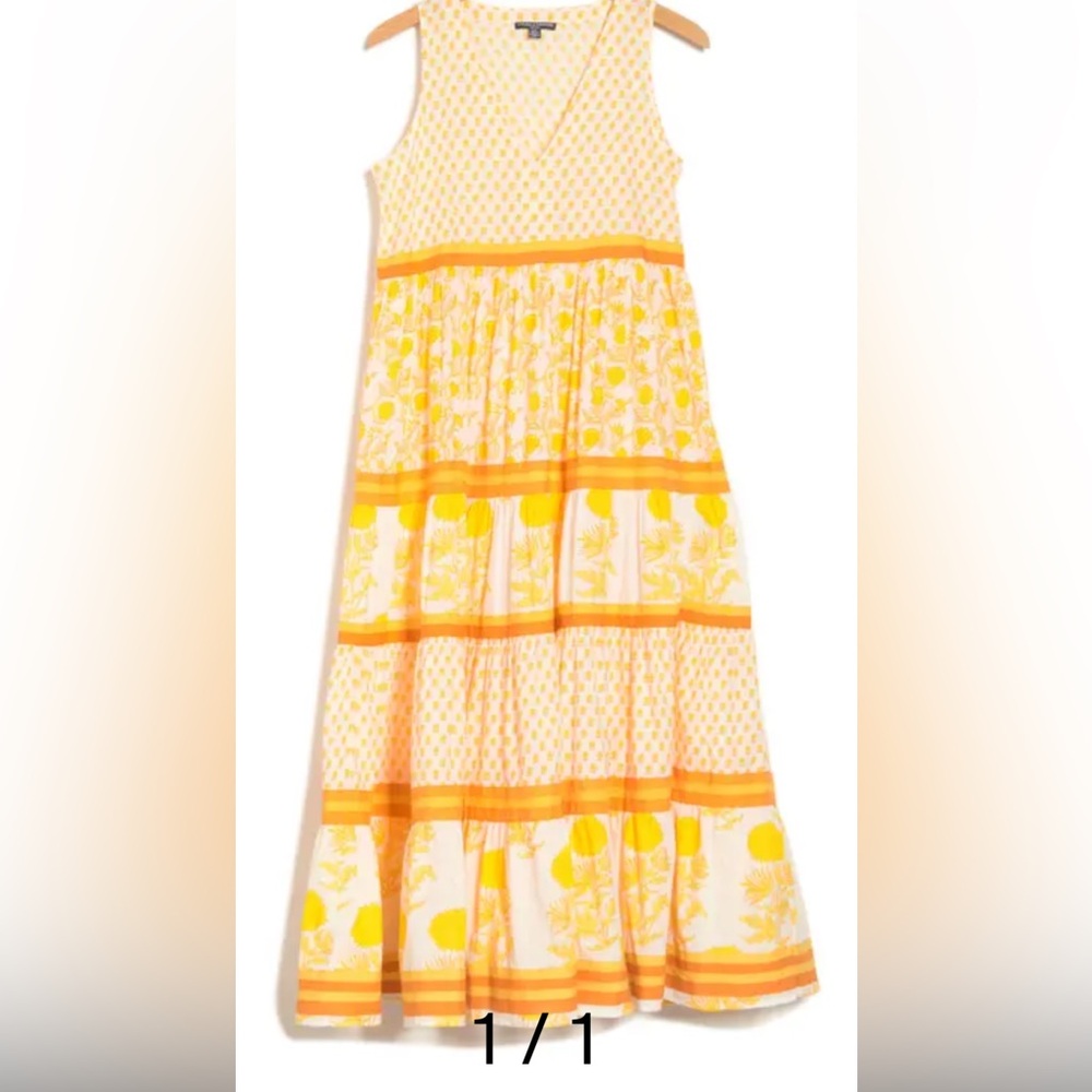 Chelsea & Theodore Floral Orange and Yellow Maxi Dress Size Large GUC
